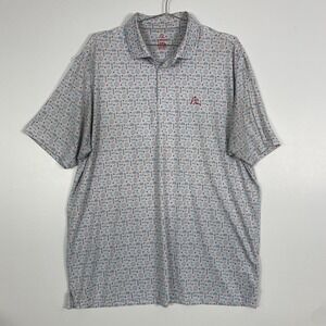 Rhoback Polo Shirt Mens 2XL Chicago Hot Dog Print Performance Golf Blue Red